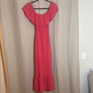 Almost Famous Orange Off the Shoulder Maxi Dress